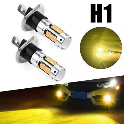 Pair H1 LED 3000k Yellow High Power 50W Fog-Light Bulb Driving Lamp Bright Amber • $13.11