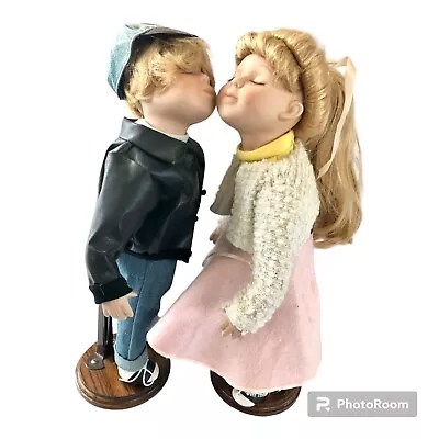 Vtg Ltd Edition Geppeddo Porcelain Kissing Dolls Johnny & Suzy 1950's Sock Hop • $19.99