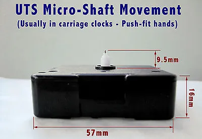 UTS Quartz Mechanism CARRIAGE CLOCK MICRO-SHAFT MODEL 10mm Shaft Tracked Post • £12.99