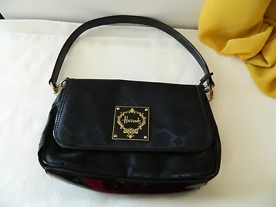 Handbag HARRODS London Black Shoulder Bag Brand Monogram All Over • $40