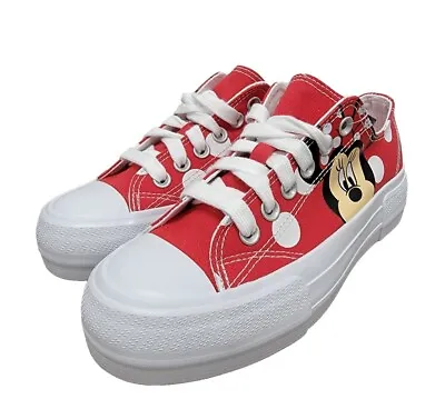 Disney Minnie Mouse Low Top Court Canvas Lace Up Polka Dot Red Sneaker MultiSize • $27.99