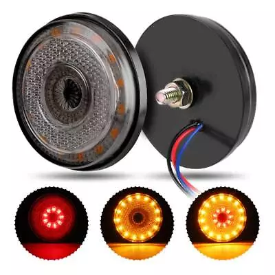 2X 24LED Universal Motorcycle Round Red+Yellow Light Stop Tail Brake Turn Signal • $10.88