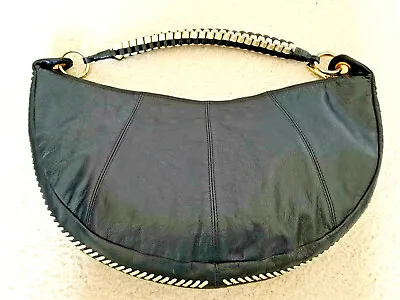 $30 • Buy  BERGE  * Ecclectic & Unique - Crescent Shape Leather Handbag / From Italy  