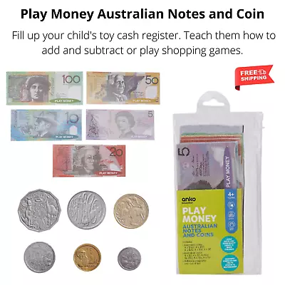 Australian Play Money Set Fake Australian Coins And Notes Kids Toys 44 Piece • $9.80