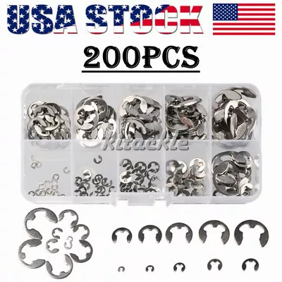 200PCS Stainless Steel E Clips C Circlip Kit Retaining Ring Assorted 1.5 - 10mm • $9.92