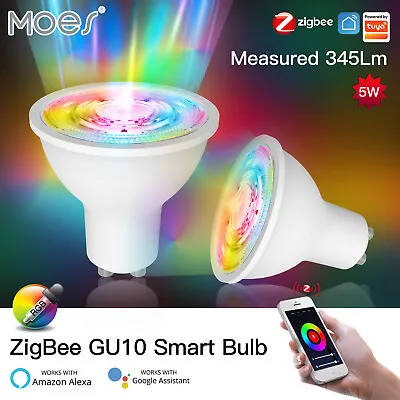 MOES ZigBee GU10 Smart Light Bulb LED RGB C+W Dimmable Lamp 5W Alexa Google App • $47.49