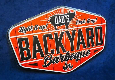 BACKYARD BARBEQUE -*US MADE*- Die-Cut Embossed Metal Sign -Yard Patio Deck Décor • $14.95