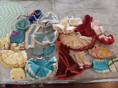 Vintage Doll Clothes Hand Made Crochet/knit Clothes Lot No Doll  • $9