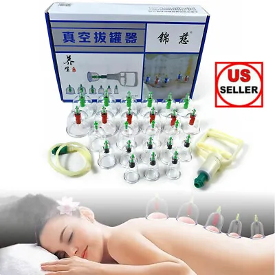 24 Cups Cupping Set Chinese Massage Medical Body Healthy Therapy Vacuum Suction • $19.69