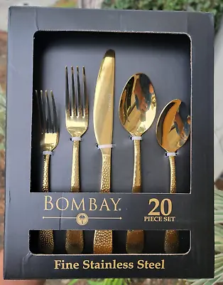 Bombay 20 PC Set Sierra Fine Stainless Steel Utensils New Flatware Gold Nice NEW • $49.99