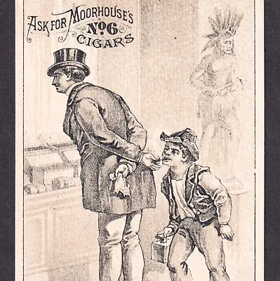 Moorhouse Cigar Store 19th Century Tobacco Wood Indian Shoe Shine Boy Trade Card • $78