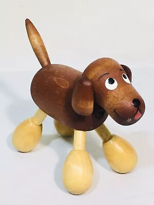 Vintage Wooden Dog Handmade Toy Handpainted Handcrafted • $29.99