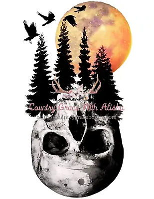 Sublimation Print Design Skull Moon Halloween Ready To Press Heat Transfer • $2