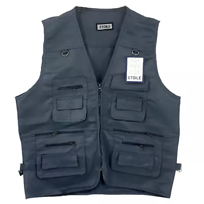 Mens Waistcoat Vest Utility Multi Pocket Workwear Body Warmer Gillet Fisherman • £14.04