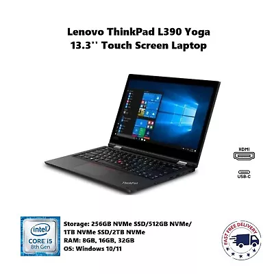 Lenovo ThinkPad L390 Yoga 13.3'' TouchScreen I5-8265U 2TB NVMe SSD 32GB Laptop • £429