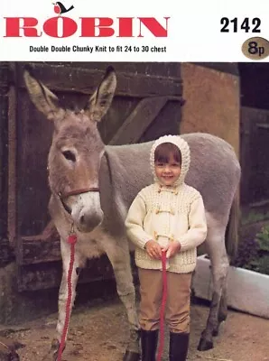 £2.99 • Buy Vintage Robin Knitting Pattern 2142 - Child's Duffle Coat