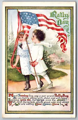 Rally Day Muncie Indiana IN 1913 Sunday School Children American Flag  Postcard • $9.99