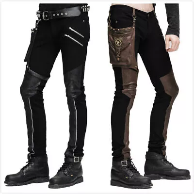 Devil Fashion Rock Men Pu Leather Pants Punk Gothic Trousers Steampunk Casual • $89.99