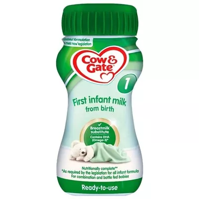 Cow & Gate First Infant Milk Stage1 Ready Made Baby Formula  12 X 200ml • £14.99