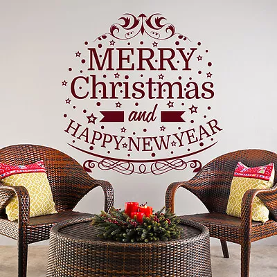 Merry Christmas Wall Decal New Year Sticker Holiday Vinyl Art Home Decor MA321 • $19.99