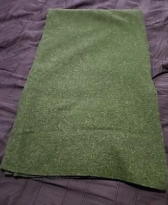 Vintage MILITARY WOOL BLANKET 65X76 ARMY GREEN 1960s Camping Cabin RV • $39.95