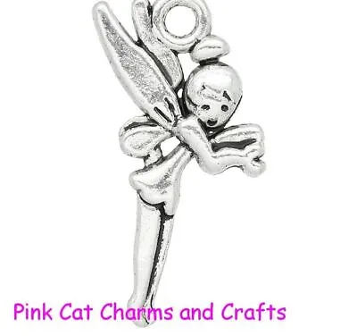 Tinkerbell Fairy Peter Pan Standing Charms 3D 24mm Pendants 10 X Tibetan Silver • £2.08