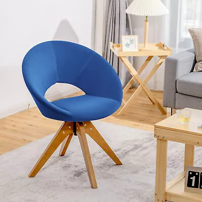 Modern Mid Century Swivel Accent Chair Fabric Armchair Velvet Dressing Room Blue • $119.99