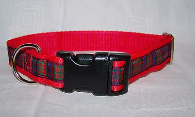 Macdonald Scottish Red Tartan Dog Collar Or Set S M L Handmade In Scotland • £12.99