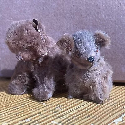 2 MINIATURE BEARS VINTAGE ANTIQUE Real Original Fur Toys Germany • £10