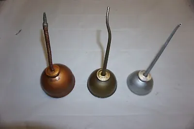 Vintage EAGLE Metal Thumb Pump Oil Can / Oiler Made In USA 10  - 11  Lot Of 3 • $24.95