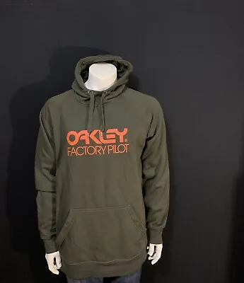 Vintage Oakley Mens Large Factory Pilot Spell Out Hoodie Sweatshirt Brown • $40