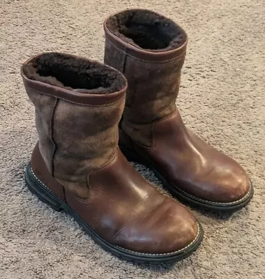 Women's UGG Brooks Brown Shearling Leather Boots 5381 Size 10 • $59.99