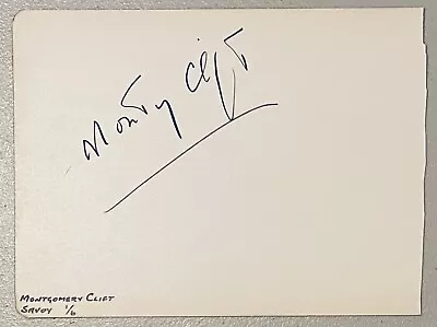 Montgomery Clift Signed Autographed 4x6 Album Page BAS LOA From Here To Eternity • $1199.95