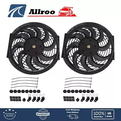 Universal 2*12  Slim Fan Push Pull Electric Radiator Cooling Fan 12V Mount Kit • $39.14