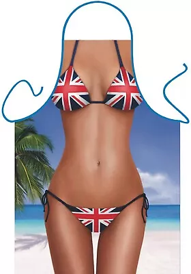 GB Bikini Apron UNION JACK Kitchen Apron BBQ Cook Chef Fun Gift Idea Novelty • £10.50