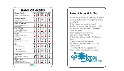 Rank Of Poker Hands 10 Plastic Cards NEW The Poker Store Exclusive • £9.49