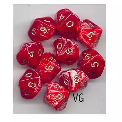 NEW RPG Dice Set Of 10D10 - Marble Red • $12.74