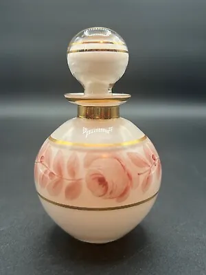 Vintage Irice Germany Painted White Floral Perfume Bottle & Dauber • $34.95