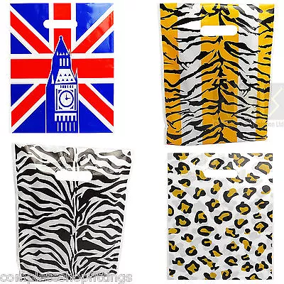 £1.14 • Buy STRONG PLASTIC CARRIER BAGS ZEBRA LEOPARD TIGER  UNION JACK DIE CUT 10 X12 