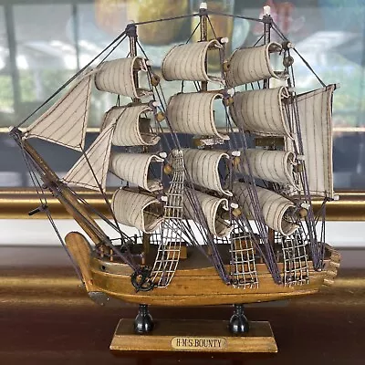 Vintage Wooden H.M.S Bounty Model Ship 24cm By 24cm • $50