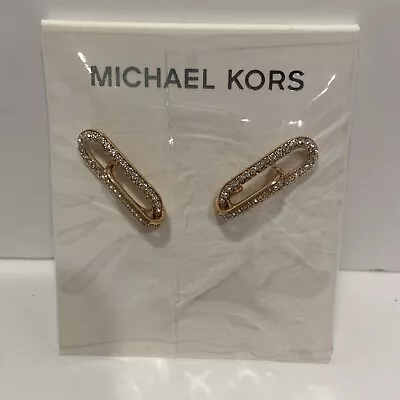 $85 Michael Kors Gold Tone Pave Loop Post Earrings  Iconic Links #26  • $20