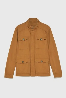 New Zara Field Safari Jacket S M XL Mustard Military Coat Shirt Overshirt Blazer • $59.99