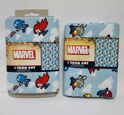 Marvel Avengers Fabric 1 Yard Cut 100% Cotton 36  X 44  New  Lot Of 2 • $20