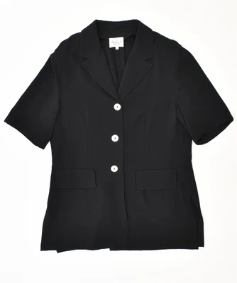 £8.75 • Buy LUISA SPAGNOLI Womens 3 Button Blazer Jacket UK 14 Medium Black Acetate NS02