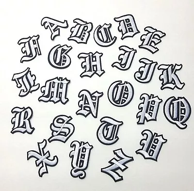 $4.33 • Buy Roman Old English Gothic Letters Patch Black & White Iron-On Applique -PICK-