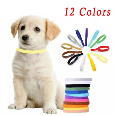 12x Adjustable Puppy Collars Whelping ID Bands For Newborn Dog Kitten Pet Tags • £3.39