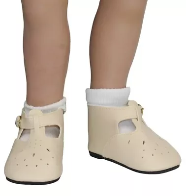 Cream / Bone T-Strap Dress Shoes Fit 23  My Twinn Size Doll • $10.49