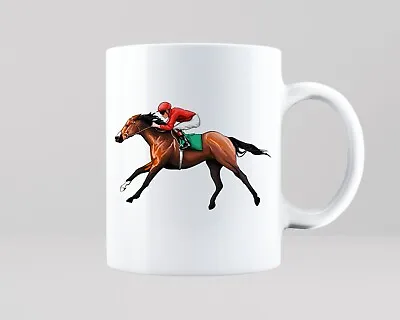 Horse Racing Jockey Mug Tour Gift Sport Racing Stables Gamble Hobby Tea Coffee • £9.95