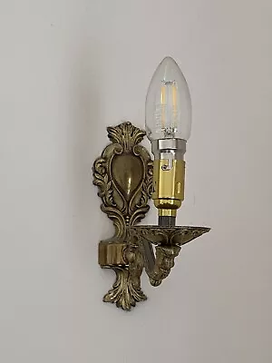 Antique Style Brass Single Candle Wall Lights • £50