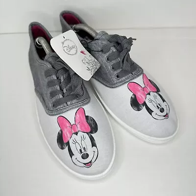 NWT Disney Women’s Minnie Mickey Shoes Sneakers White Grey  Pink Size 10 • $15.40